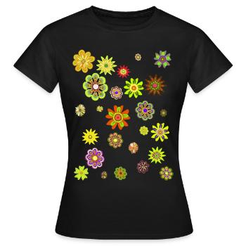 Flower Power Peace Flowers - Women's T-Shirt - black - Front - AI Model Female 172 dark (172cm)