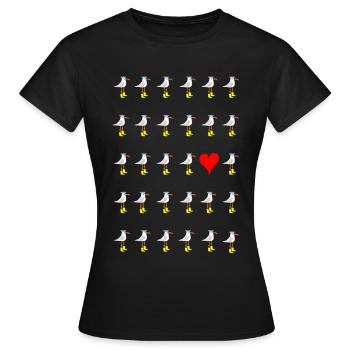 Seagulls Love with rubber boots - Women's T-Shirt - black - Front - AI Model Female 172 dark (172cm)