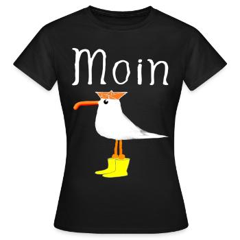 Moin die Möwe | Damen Premium Herren T-Shirt - Frauen T-Shirt - Schwarz - Vorne - AI Model Female 172 dark (172cm)