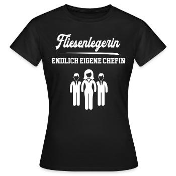 Fliesenlegerin Endlich Eigene Chefin Fliesenleger - Frauen T-Shirt - Schwarz - Vorne - AI Model Female 172 dark (172cm)