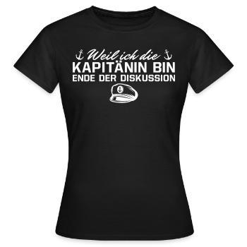 Kapitänin Ende der Diskussion Seglerin - Frauen T-Shirt - Schwarz - Vorne - AI Model Female 172 dark (172cm)