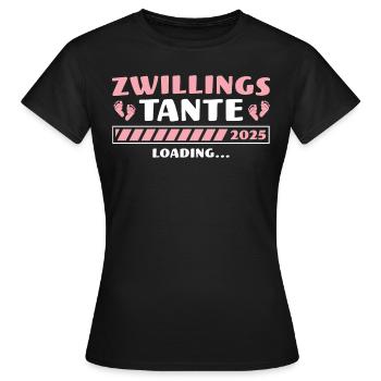 Zwillings Tante 2025 Schwangerschaft Zwillinge - Frauen T-Shirt - Schwarz - Vorne - AI Model Female 172 dark (172cm)