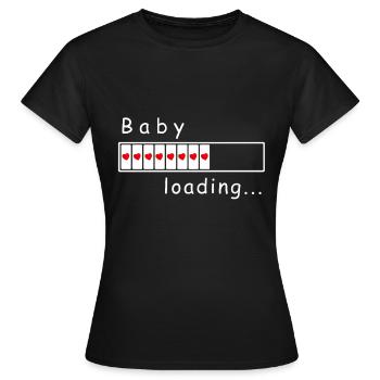 baby loading. baby loadable with hearts - Women's T-Shirt - black - Front - AI Model Female 172 dark (172cm)