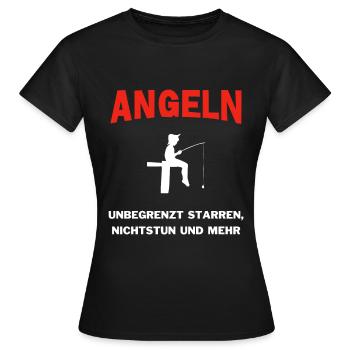 Angeln - Frauen T-Shirt - Schwarz - Vorne - AI Model Female 172 dark (172cm)
