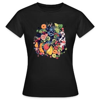Jiko le monstre des fruits - T-shirt Femme - noir - Devant - AI Model Female 172 dark (172cm)