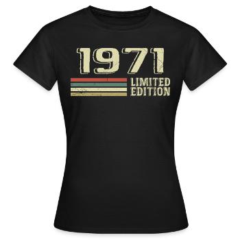 Urodzony w 1971 Urodziny 1971 Rocznik 1971 - Koszulka damska - czarny - Przód - AI Model Female 172 dark (172cm)