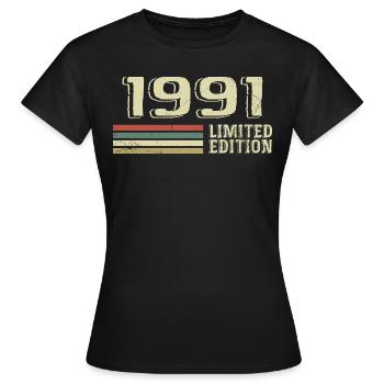Jahrgang 1991 Geburtstag 1991 Jahrgang 1991 - Frauen T-Shirt - Schwarz - Vorne - AI Model Female 172 dark (172cm)