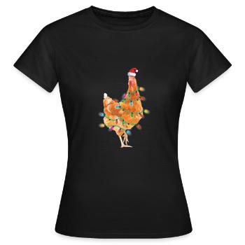 Huhn lumières noël casquette de Noël - T-shirt Femme - noir - Devant - AI Model Female 172 dark (172cm)