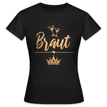 Couronne de mariée - Bachelorette - couleur or - T-shirt Femme - noir - Devant - AI Model Female 172 dark (172cm)