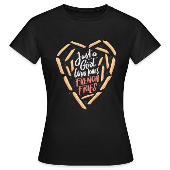 Nur ein Mädchen das Pommes liebt - Frauen T-Shirt - Schwarz - Vorne - AI Model Female 172 dark (172cm)