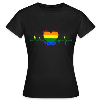 Rainbow heartbeat heart tolerance - Women's T-Shirt - black - Front - AI Model Female 172 dark (172cm)