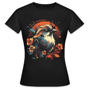 Sperling Majestätisch Tier Tropisch - Frauen T-Shirt - Schwarz - Vorne - AI Model Female 172 dark (172cm)