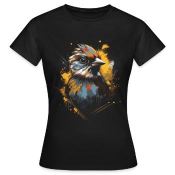 Sperling Majestätisch Tier Tropisch - Frauen T-Shirt - Schwarz - Vorne - AI Model Female 172 dark (172cm)