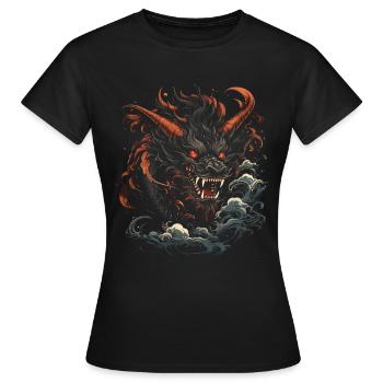 Japanese Tattoo Night Mystical Japan - Women's T-Shirt - black - Front - AI Model Female 172 dark (172cm)