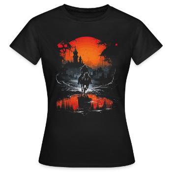 Knight Castle Knight sur Horse Knight Jeu de rôle - T-shirt Femme - noir - Devant - AI Model Female 172 dark (172cm)