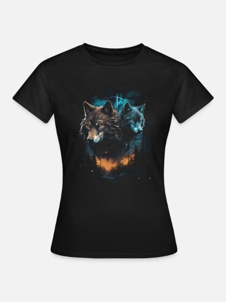 Dunkle Kunst Wolf Wald Mythisch - Frauen T-Shirt - Schwarz