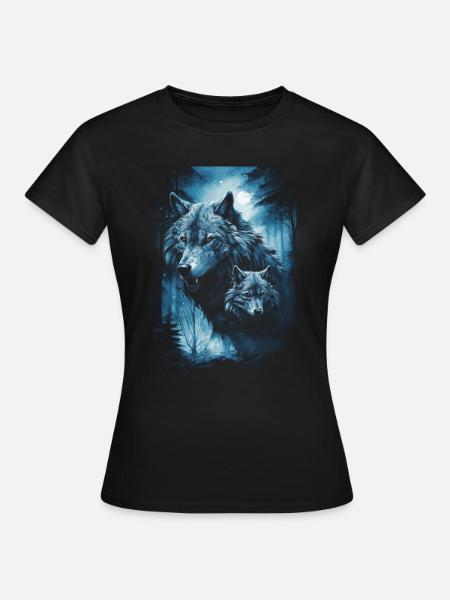Dunkle Kunst Wolf Wald Mythisch - Frauen T-Shirt - Schwarz