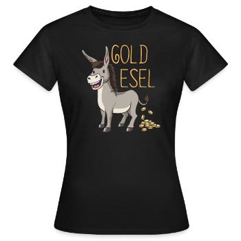 Esel Goldesel Maultier Muli Donkey Geschenk - Frauen T-Shirt - Schwarz - Vorne - AI Model Female 172 dark (172cm)