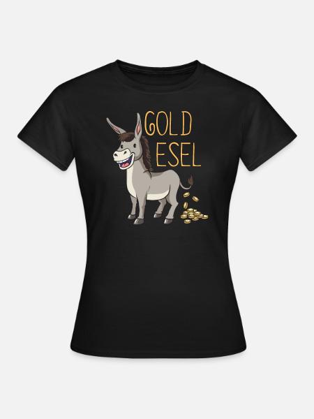 Esel Goldesel Maultier Muli Donkey Geschenk - Frauen T-Shirt - Schwarz