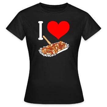 Currywurst Curry Wurst Bratwurst Berliner Ruhrpott - Frauen T-Shirt - Schwarz - Vorne - AI Model Female 172 dark (172cm)