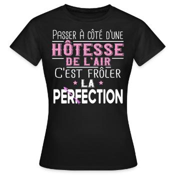 Hôtesse de l'air. Cadeau avion, Boing, vacances - T-shirt Femme - noir - Devant - AI Model Female 172 dark (172cm)