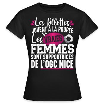 OGC Nice Supportrice Football Cadeau Humour Femme - T-shirt Femme - noir - Devant - AI Model Female 172 dark (172cm)