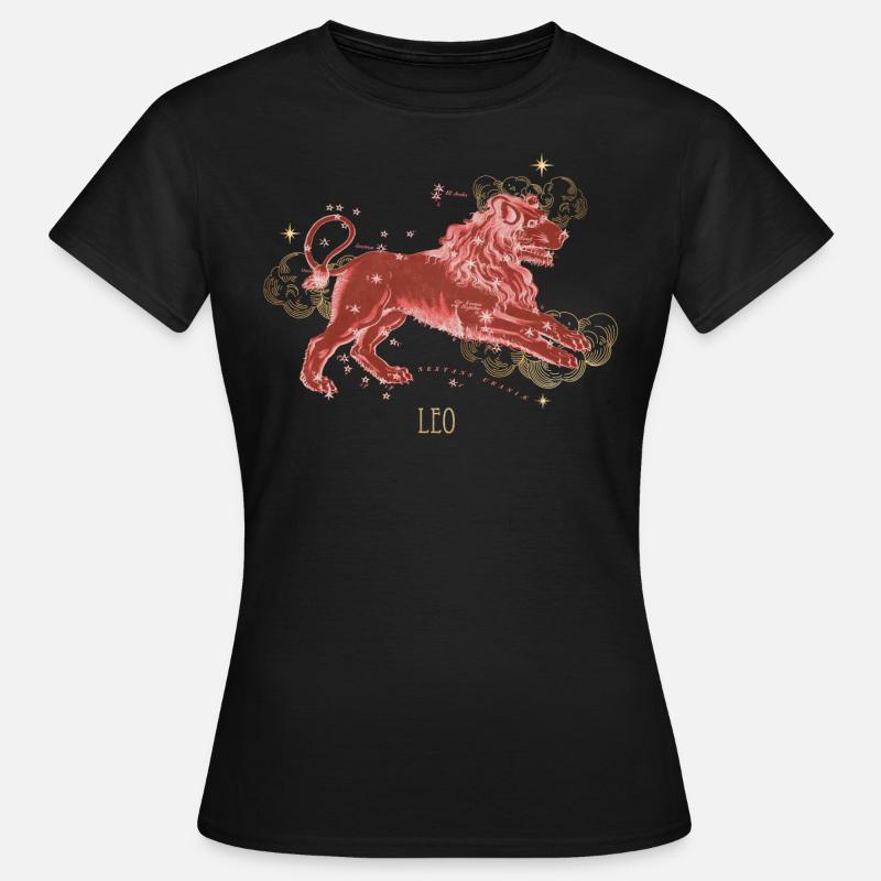 Leo Constellation Celestial Map - Women's T-Shirt - black