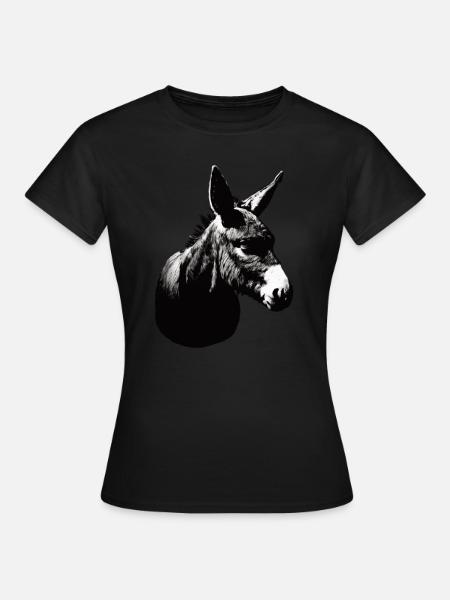 Esel Kunstvoller Schablonendruck - Frauen T-Shirt - Schwarz
