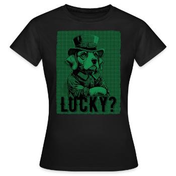 Lucky? Beagle Dog St. Patty - Frauen T-Shirt - Schwarz - Vorne - AI Model Female 172 dark (172cm)