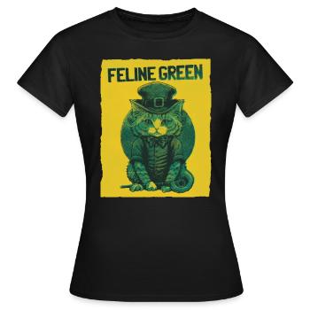 Journée de la Saint-Patty verte féline - T-shirt Femme - noir - Devant - AI Model Female 172 dark (172cm)