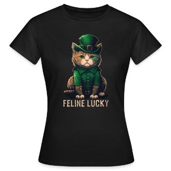 Journée de la Sainte Patty Lucky Féline - T-shirt Femme - noir - Devant - AI Model Female 172 dark (172cm)