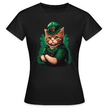 Chat St. Patty - T-shirt Femme - noir - Devant - AI Model Female 172 dark (172cm)