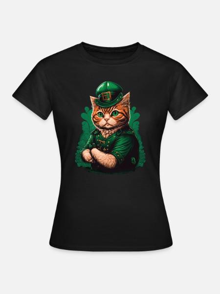 St. Patty Cat - Frauen T-Shirt - Schwarz