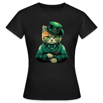 Chat St. Patty - T-shirt Femme - noir - Devant - AI Model Female 172 dark (172cm)