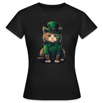 Chat St. Patty - T-shirt Femme - noir - Devant - AI Model Female 172 dark (172cm)
