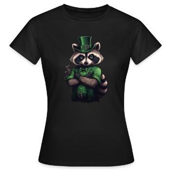 Raton laveur St. Patty - T-shirt Femme - noir - Devant - AI Model Female 172 dark (172cm)