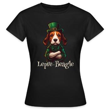 Lepre-Beagle Dog St. Patty - T-shirt Femme - noir - Devant - AI Model Female 172 dark (172cm)