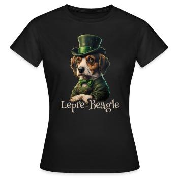 Lepre-Beagle Dog St. Patty - T-shirt Femme - noir - Devant - AI Model Female 172 dark (172cm)