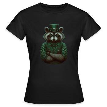 Raton laveur St. Patty - T-shirt Femme - noir - Devant - AI Model Female 172 dark (172cm)