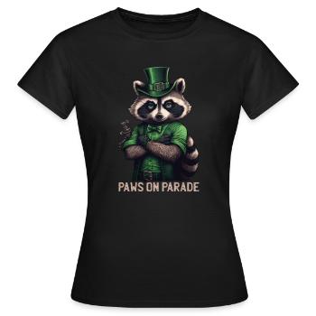 Paws on Parade Raccoon St. Patty - T-shirt Femme - noir - Devant - AI Model Female 172 dark (172cm)