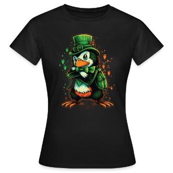 Penguin St. Patty - T-shirt Femme - noir - Devant - AI Model Female 172 dark (172cm)