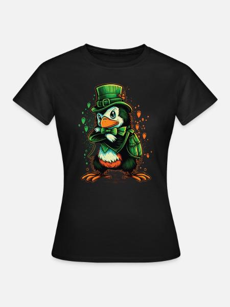 Pinguin St. Patty - Frauen T-Shirt - Schwarz