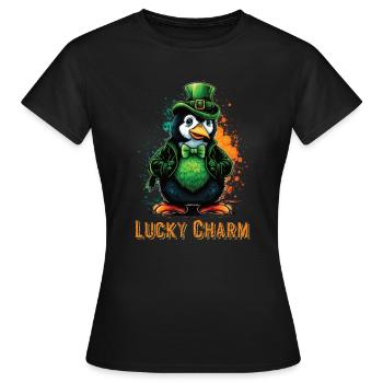 Lucky Charm Penguin St. Patty - Women's T-Shirt - black - Front - AI Model Female 172 dark (172cm)