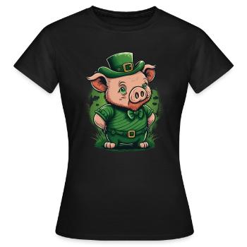 Pig St. Patty - T-shirt Femme - noir - Devant - AI Model Female 172 dark (172cm)