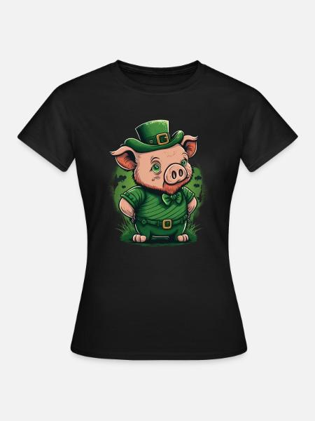 Schwein St. Patty - Frauen T-Shirt - Schwarz