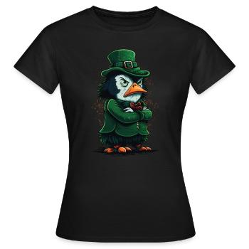 Penguin St. Patty - T-shirt Femme - noir - Devant - AI Model Female 172 dark (172cm)