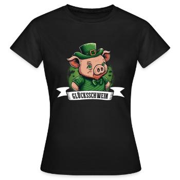 Glücksschwein St. Patty Schwein - Frauen T-Shirt - Schwarz - Vorne - AI Model Female 172 dark (172cm)