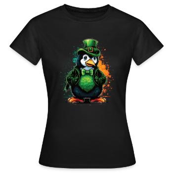Penguin St. Patty - T-shirt Femme - noir - Devant - AI Model Female 172 dark (172cm)