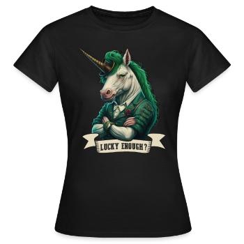 Chance? Licorne St. Patty - T-shirt Femme - noir - Devant - AI Model Female 172 dark (172cm)