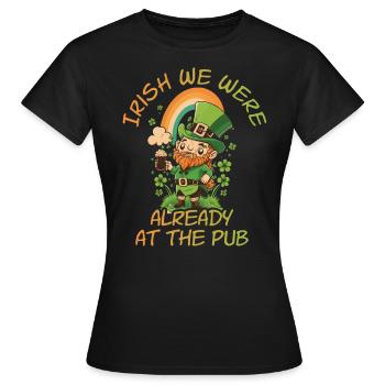 Irlandais nous étions déjà au Pub St. patty - T-shirt Femme - noir - Devant - AI Model Female 172 dark (172cm)